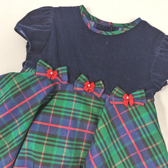 Vintage Goodlad of Philadelphia Dress Girls Size 2T Plaid Christmas - Picture 2 of 5